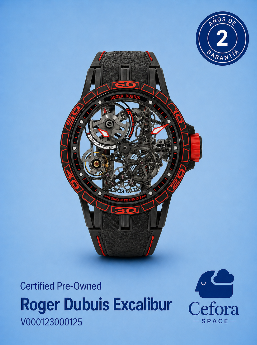 Roger Dubuis Pre-Owned Roger Dubuis Excalibur Spider Pirelli Titanium 45