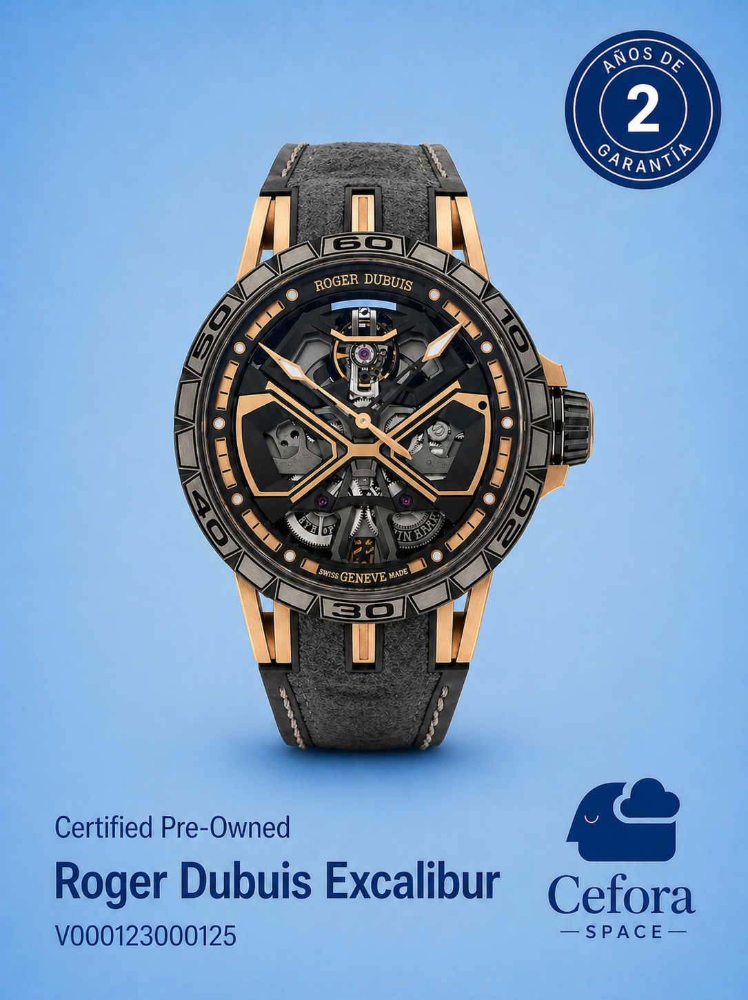 Roger Dubuis Pre-Owned Roger Dubuis Excalibur Spider Monobalancier Huracan Pink Gold 45