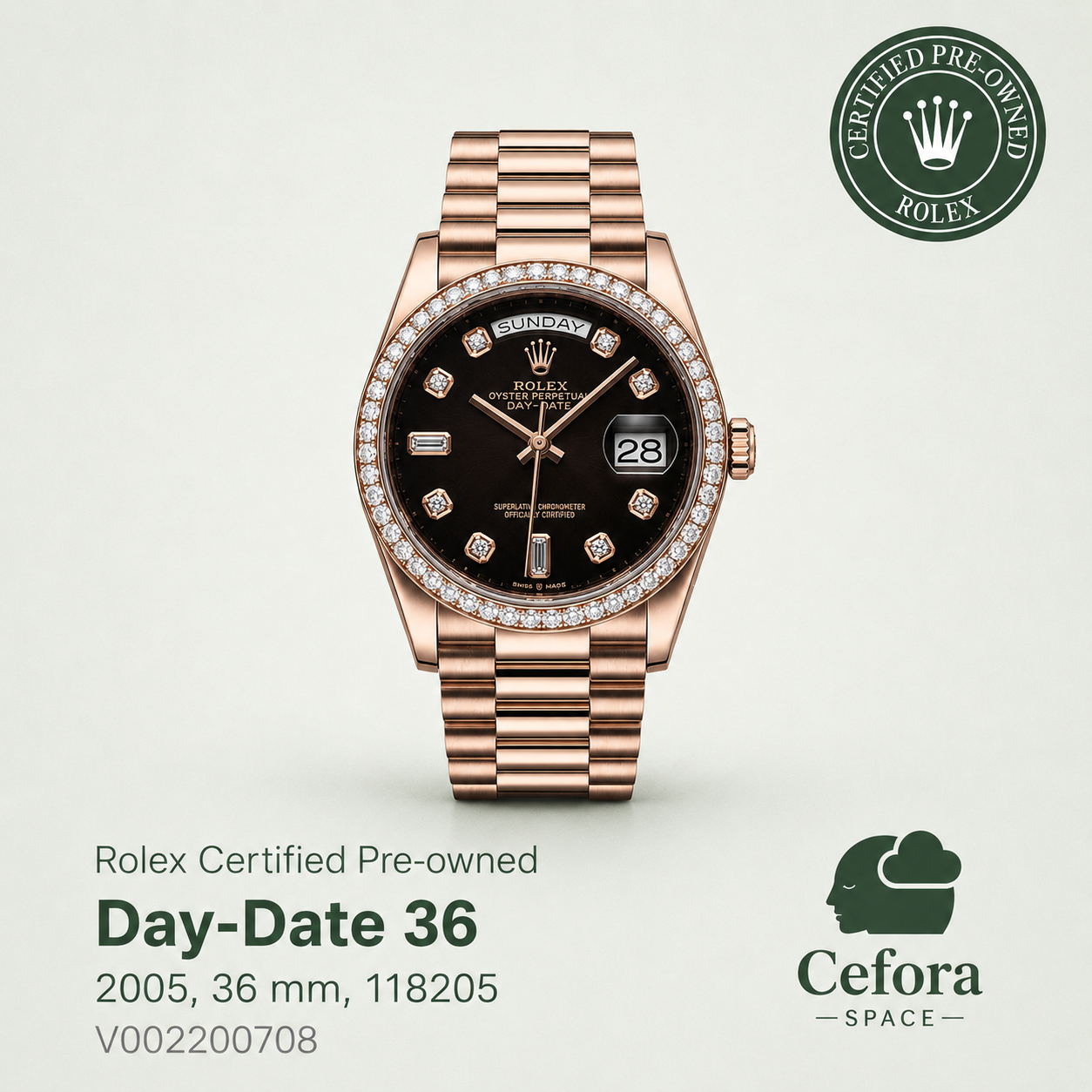 Rolex Certified Pre-owned Day-Date 36 2019, 36 mm, Oro rosa V002200577
