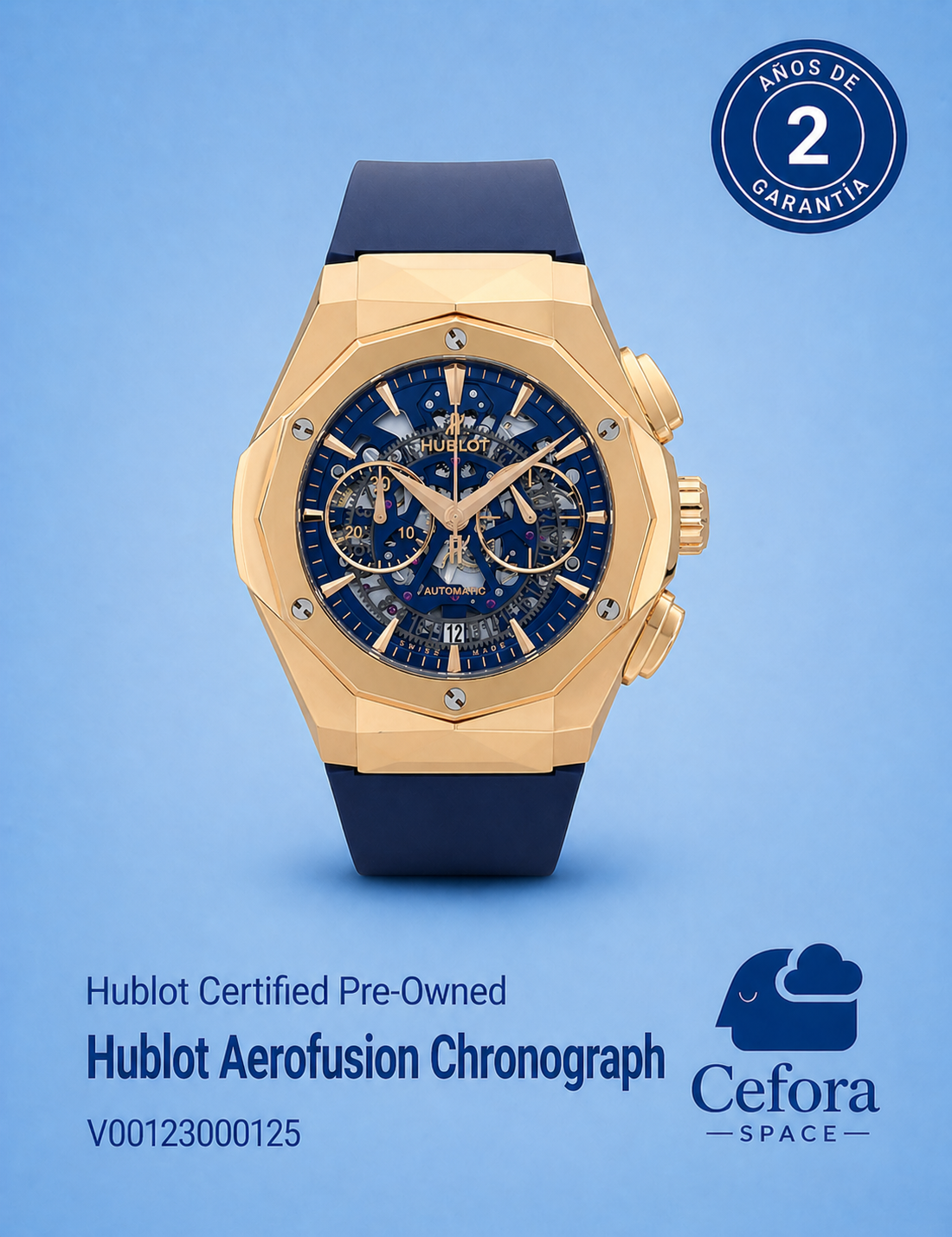 Hublot Pre-Owned Hublot Classic Fusion Aerofusion Chronograph King Gold Blue 45
